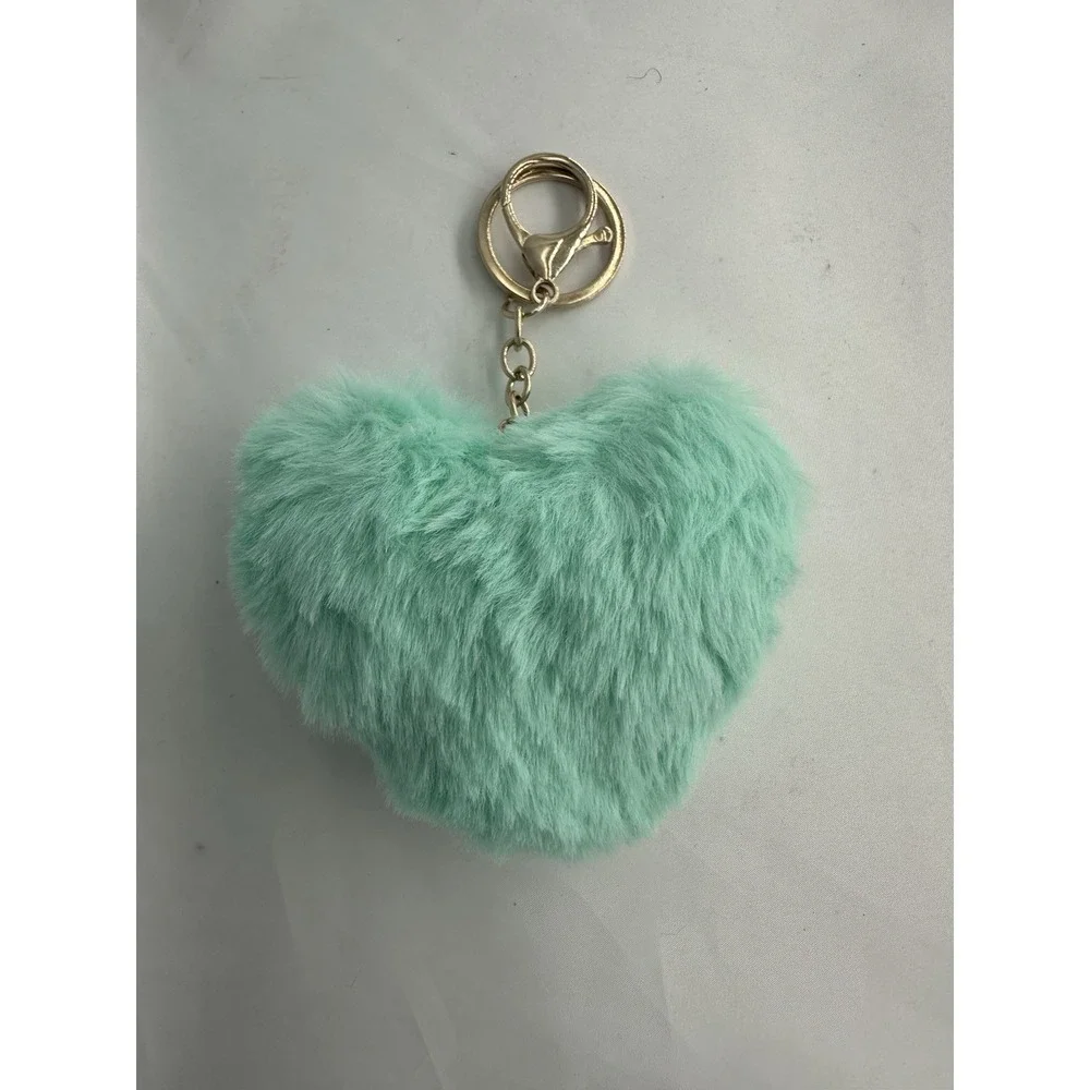 Heart Pom purse keychain - Lime Green
